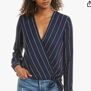 BB Dakota Long sleeve striped surplice with tie up front.  Size medium. NWT